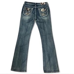 Grace in LA Blue Boot Cut Jeans with Embroidered Pockets